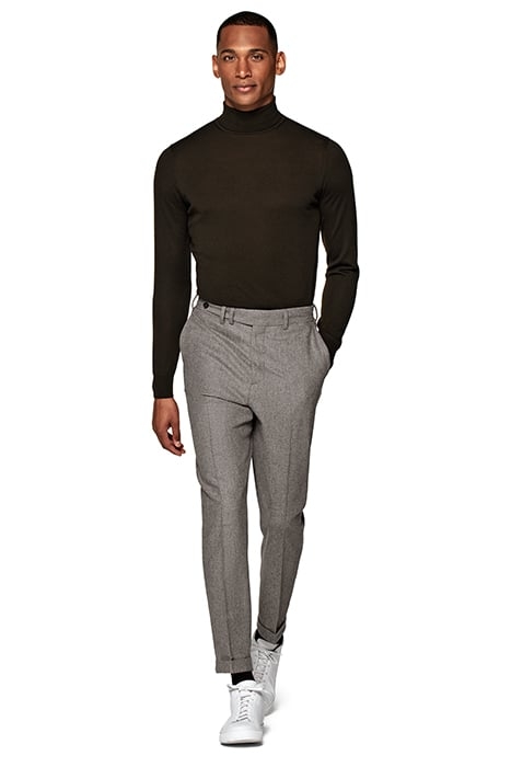 TAUPE WIDE LEG TAPERED BLAKE TROUSERS 3