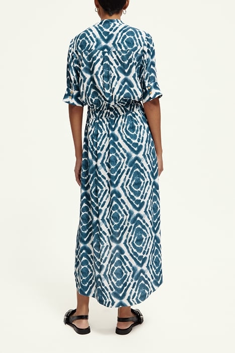 MIDI DRESS WITH HIGH LOW HEM DISCO TIE DYE BOTTLE GREEN 3