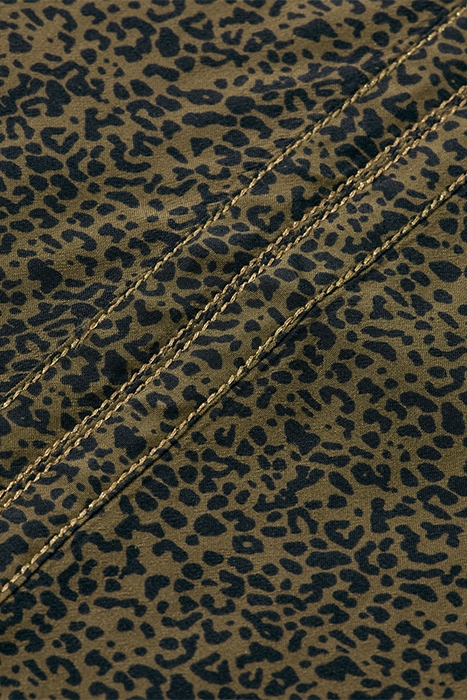 PRINTED BALLOON SLEEVE EMBROIDERED TOP LEOPARD SPOT GREEN 7