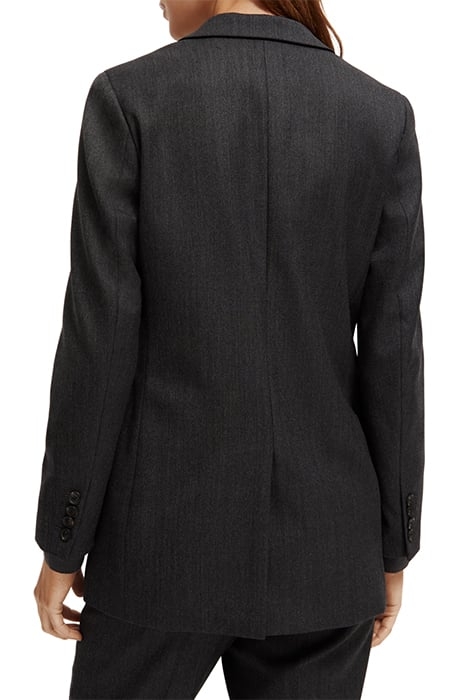 TWILL WOOL BLEND SINGLE BREASTED BLAZER CHARCOAL MELANGE 2