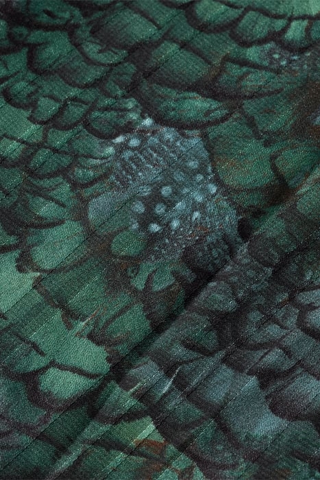 ASYMMETRIC WRAP DRESS FEATHER BOTTLE GREEN 8