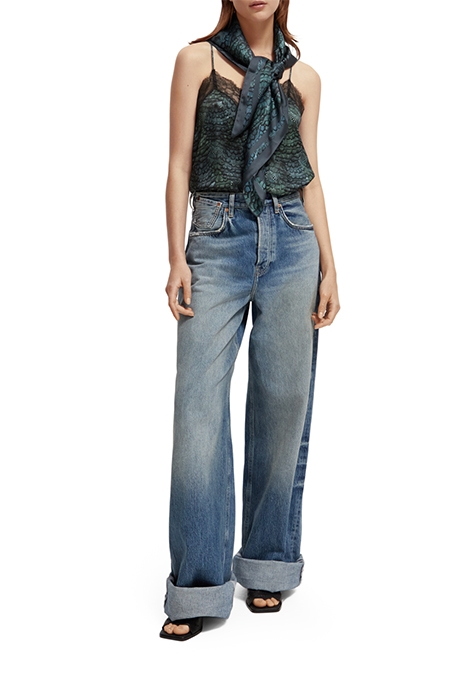 MUSIC MAP SCARF FEATHER BOTTLE GREEN SCARF 2