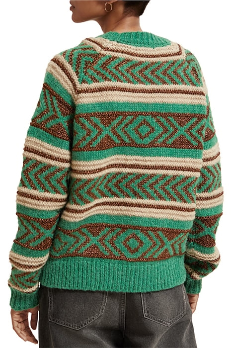 METALLIC FAIR ISLE PULLOVER FROZEN MINT 2