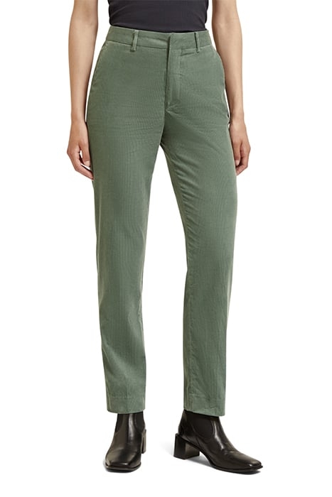LOWRY - MID RISE SLIM PANT IN CORDUROY SEA WEED 1