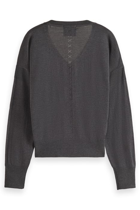 RELAXED V-NECK PULLOVER CHARCOAL MELANGE 5