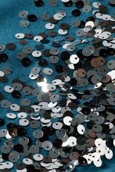 EMBELLISHED SHOULDER V NECK PULLOVER DARK TEAL 8