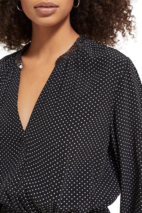 MINI DRESS WITH ELASTICATED WAIST POLKA EVENING BLACK 7