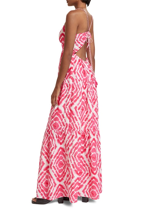 MAXI WAISTED DRESS DISCO TIE DYE POP PINK 6