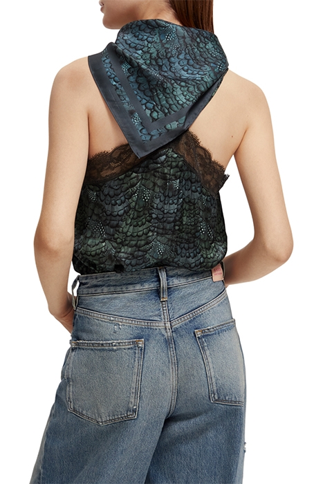 MUSIC MAP SCARF FEATHER BOTTLE GREEN SCARF 3