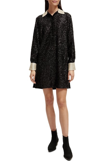 SEQUIN MINI DRESS BLACK 2