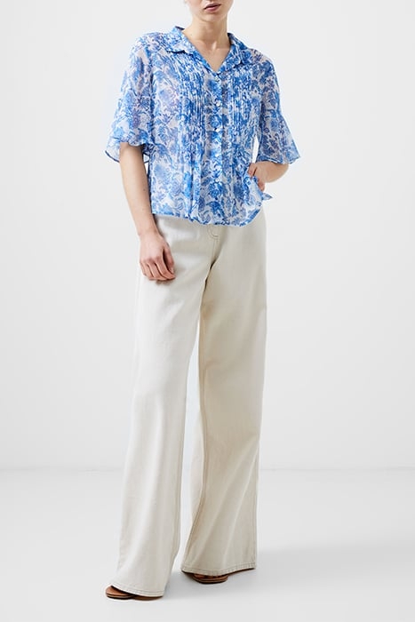 COSETTE PINTUCK TOP WHITE/BAJA BLUE 1