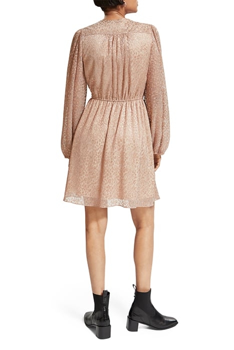 BALLOON SLEEVE MINI DRESS METALLIC ROSE 3