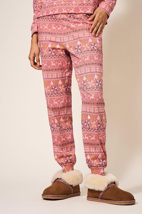 FAIRISLE REINDEER FREYA JOGGER PINK 1