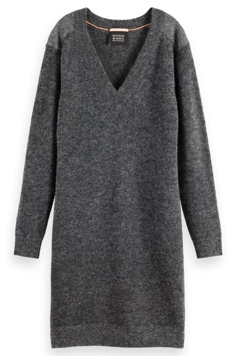 RELAXED V NECK KNITTED DRESS CHARCOAL MELANGE 4