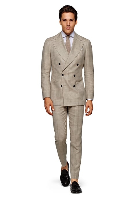 LIGHT BROWN CHECKED TAILORED FIT HAVANA SUIT 1