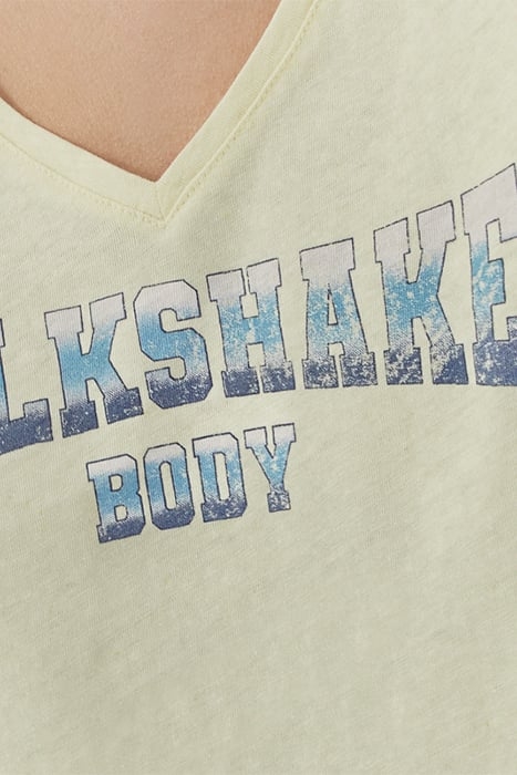 WOMEN'S YELLOW DEEP DYE SLOGAN IMAGE T-SHIRT 6