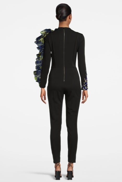 WOMEN‘S SIDE VOLANT OVERALL WITH SWAROVSKI CRYSTALS BLACK 2