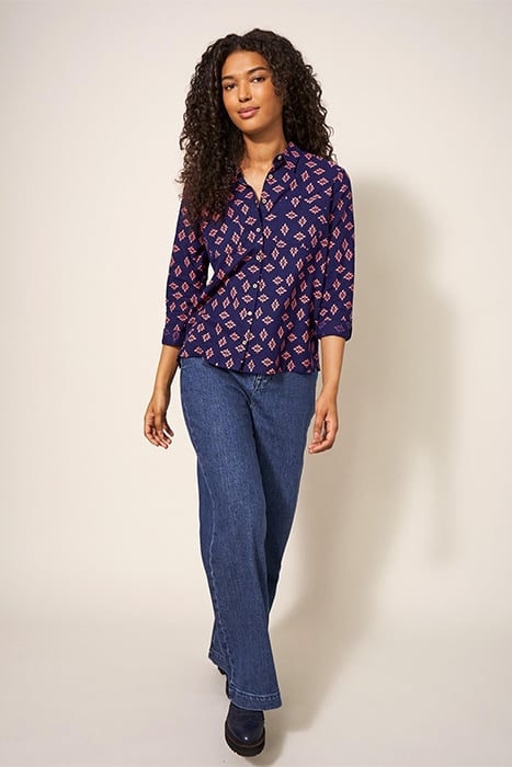 SOPHIE COTTON SHIRT NAVY PRINTED 1
