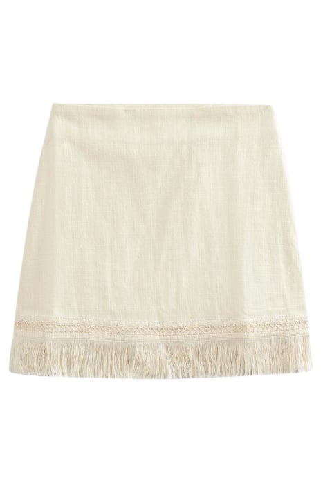 FRINGE DETAIL MINI SKIRT ECRU 3