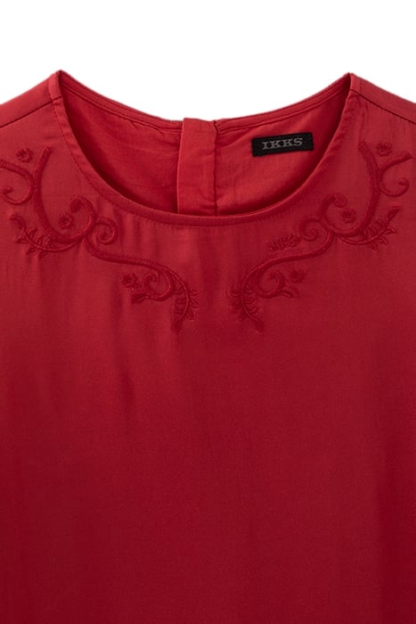 GIRLS' RED EMBROIDERED DRESS RED 3