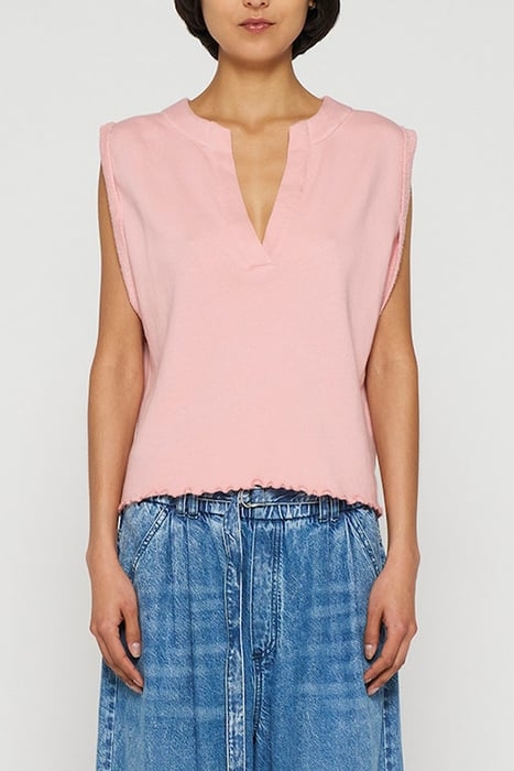 V-NECK TOP FLEECE DUSTY PEACH 1