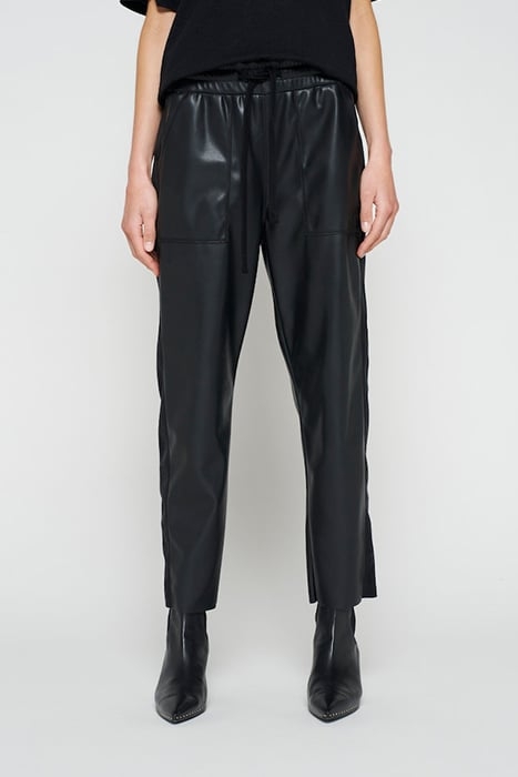 LEATHERLOOK SIDE PANEL JOGGER BLACK 1