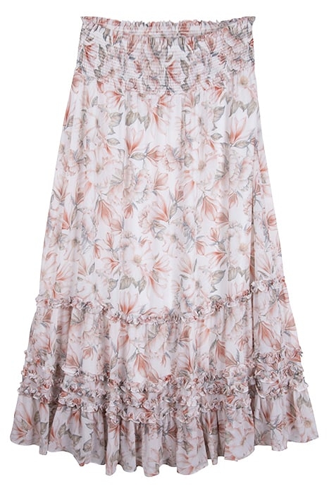 ANNALISE RUFFLE CO-ORD MAXI SKIRT FADED CORAL FLORAL 2