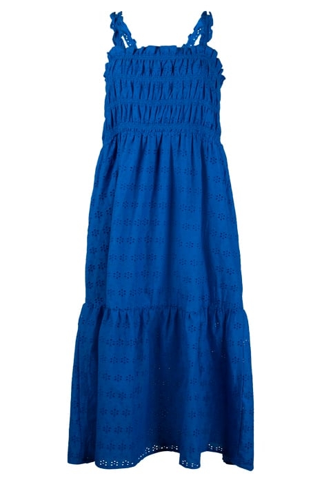 SHIRRED BRODERIE SUNDRESS LONG BRIGHT BLUE 1