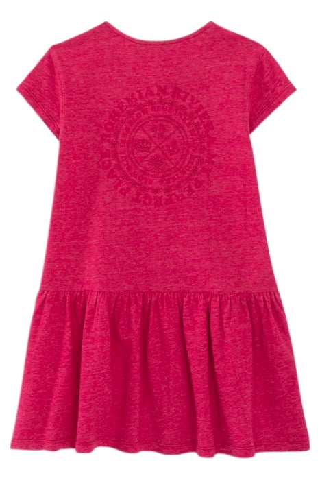 GIRLS’ FUCHSIA PINK T-SHIRT DRESS, PRESS STUDS DOWN FRONT FU 3
