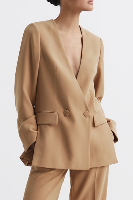 MARGEAUX-COLLARLESS BLAZER NEUTRAL 1
