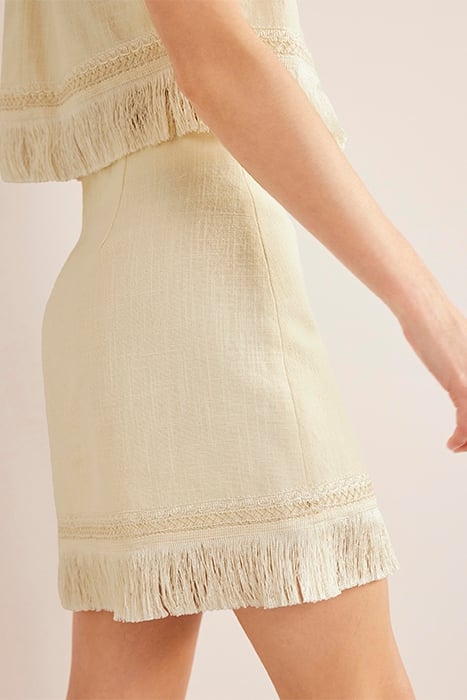 FRINGE DETAIL MINI SKIRT ECRU 2