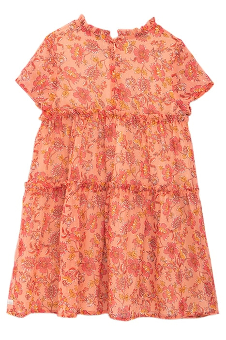 GIRLS' ORANGE FLOWERY PRINT DRESS PEACH 2