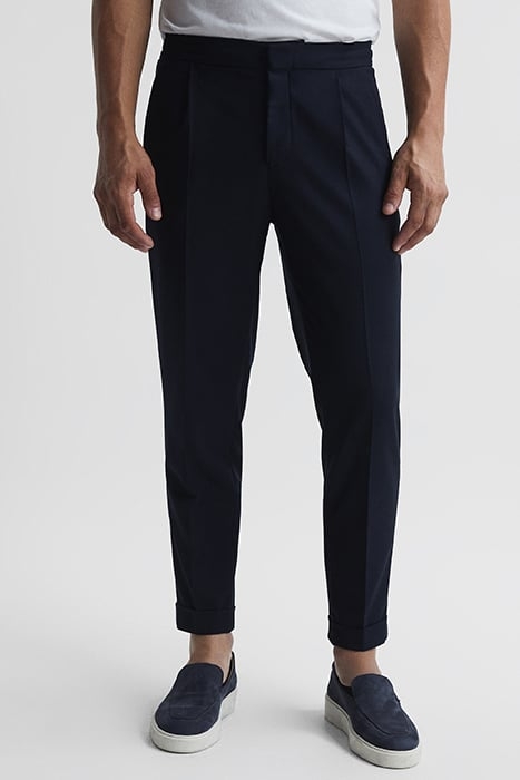 BRIGHTON-PLEATED TAILORED PANTS NAVY 1