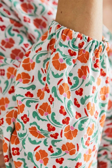 V-NECK FLIPPY MINI DRESS BRIGHT PAPAYA, DELICATE BUD 5