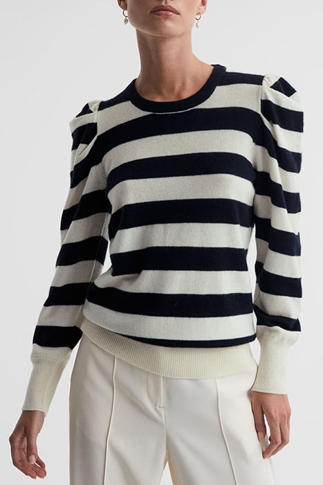 FLEMING-MADELEINE KNITTED SWEATER NAVY/CREAM 1