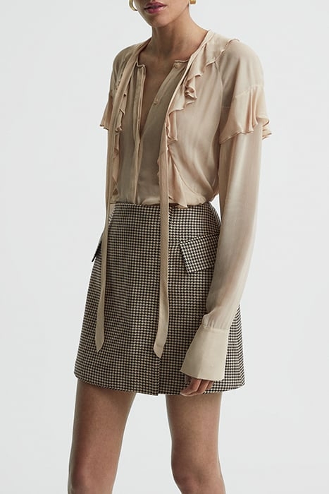 ELLA-CHECK MINI SKIRT BLACK/CAMEL 4