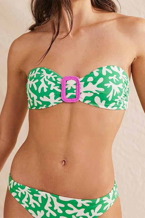 TAORMINA BANDEAU BIKINI TOP GREEN, ABSTRACT FOLIAGE 1