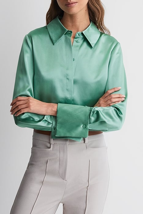 HALEY-SILK BUTTON-DOWN SHIRT AQUA 1