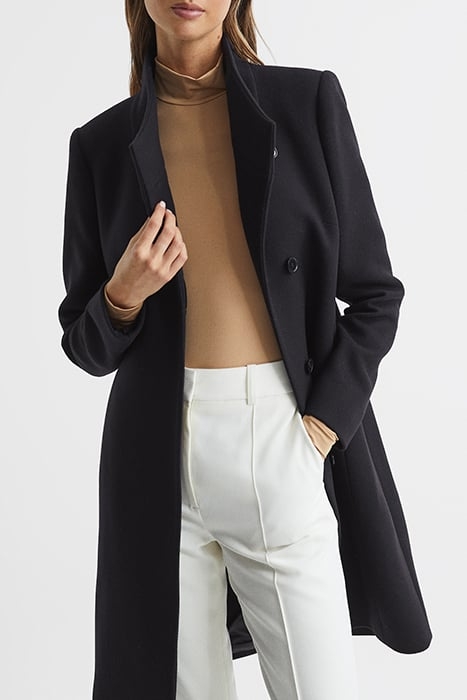 MIA-WOOL SINGLE BREASTED COAT NAVY 1
