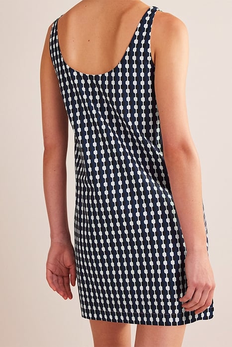 SCOOP NECK SHIFT DRESS NAVY, GEO AZURE 2