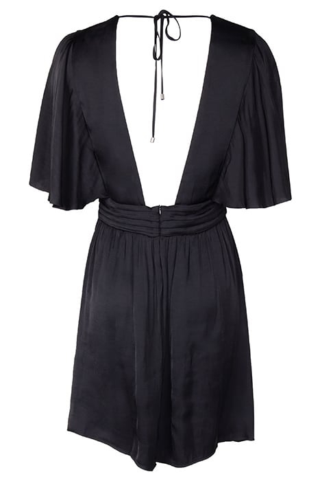 BLACK RECYCLED SATIN DRESS WITH DRAPED BELT 4