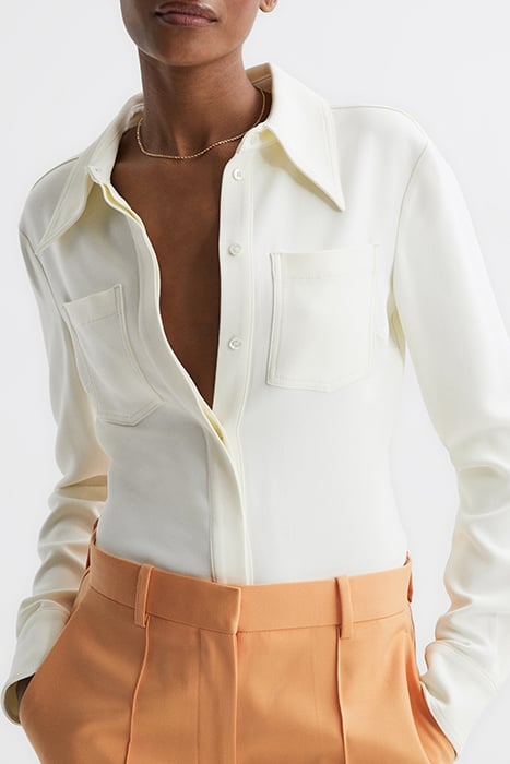 NATALIA-FITTED BUTTON-DOWN SHIRT IVORY 1