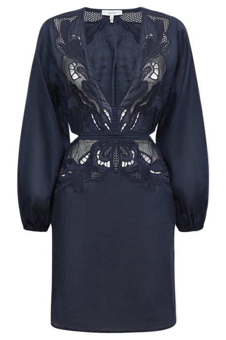 LELANI-EMBRIODERED DRESS NAVY 3