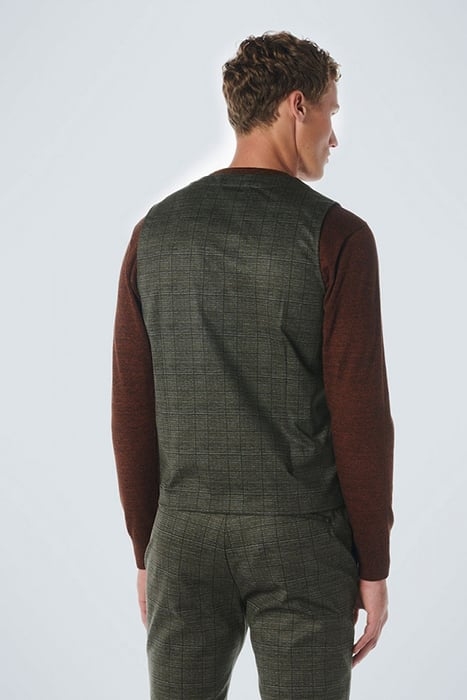 GILET JERSEY STRETCH CHECK TAUPE 2