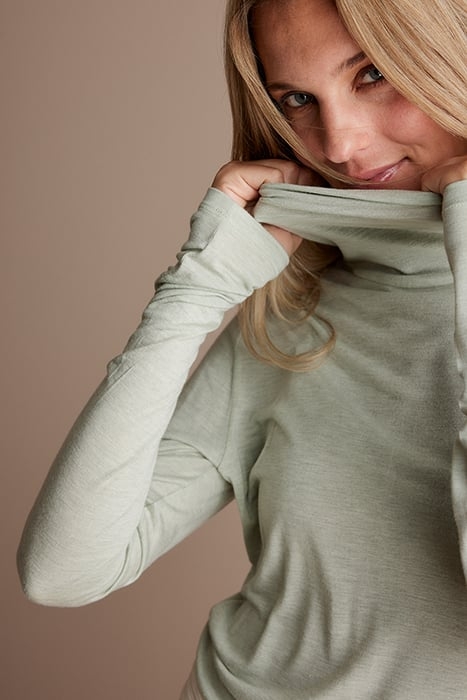 TURTLE NECK TOP VISCOSE WOOL JERSEY GREENS 6