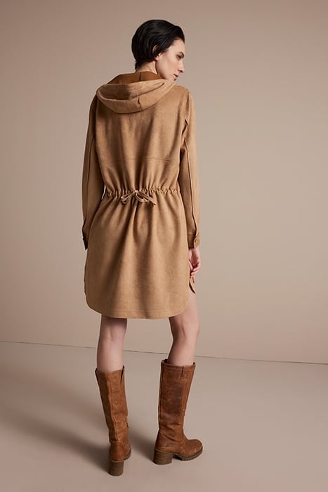 HOODED DESS SUEDINE BONDED BROWNS 2