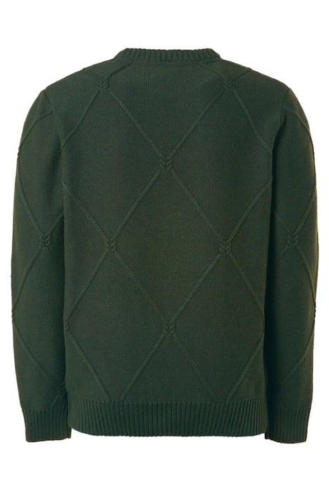 PULLOVER CREWNECK CABLE JACQUARD WITH WOOL DARK GREEN 5