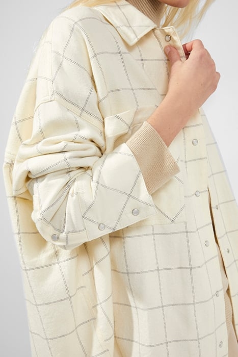 YIZA CHECK FLANNEL OVERSIZED S ECRU MULTI 3