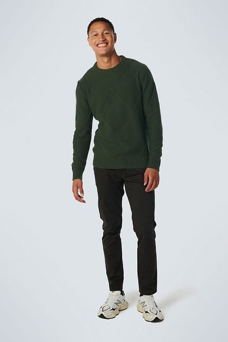 PULLOVER CREWNECK CABLE JACQUARD WITH WOOL DARK GREEN 3
