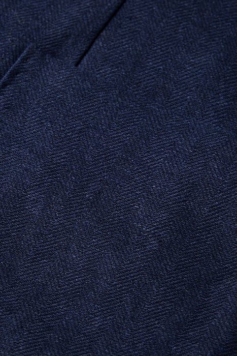 LINEN BLEND HERRINGBONE DOUBLE BREASTED BLAZER NAVY BLUE 8
